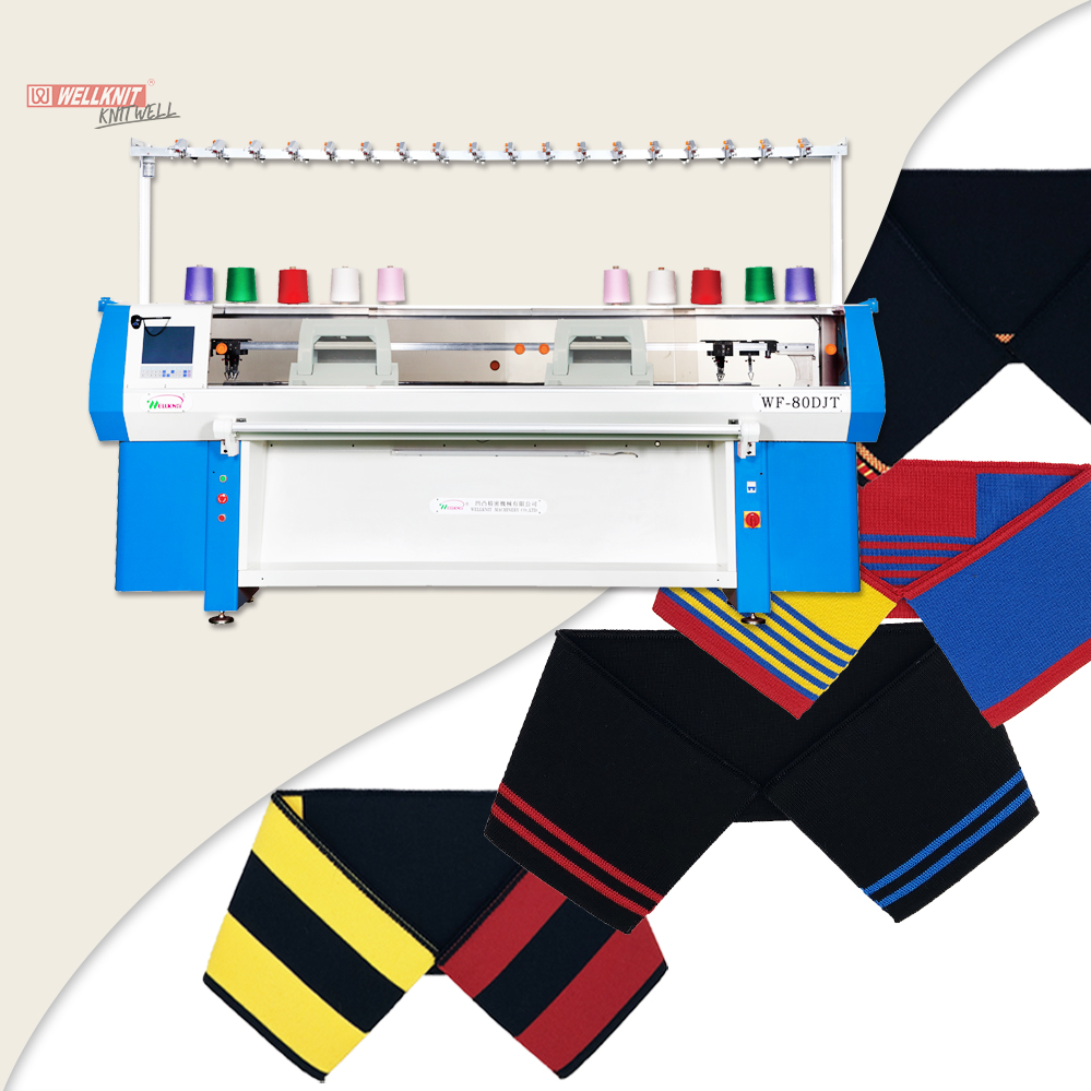 WELLKNIT WF-80DJT 80 inch 3+3 System Double Carriage Fully Jacquard Collar Knitting Machine