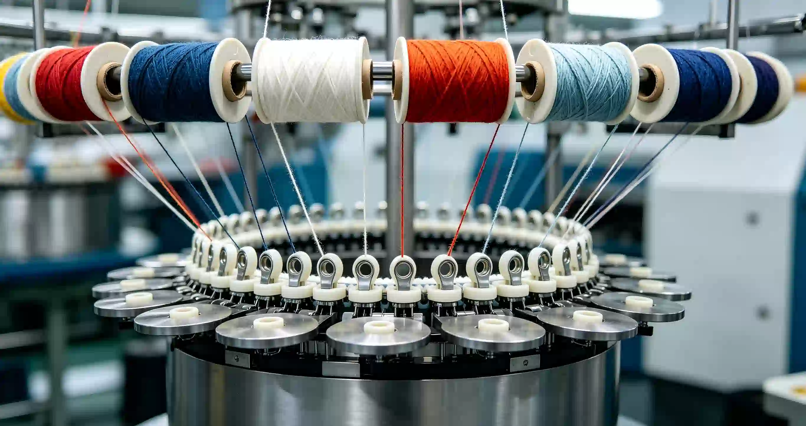 Industrial Sock Knitting Machine Yarn Feed Setup